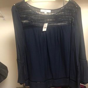 Loft navy embroidered tunic